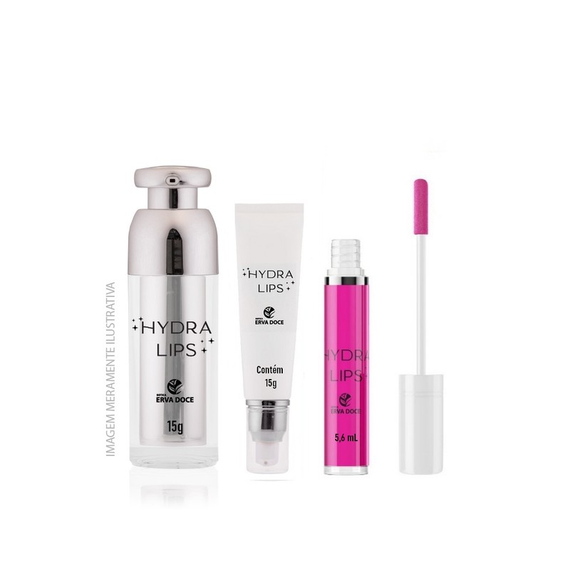 Hydra Lips Gloss Pink Kit Esfoliante, Serum e Gloss Volumizador