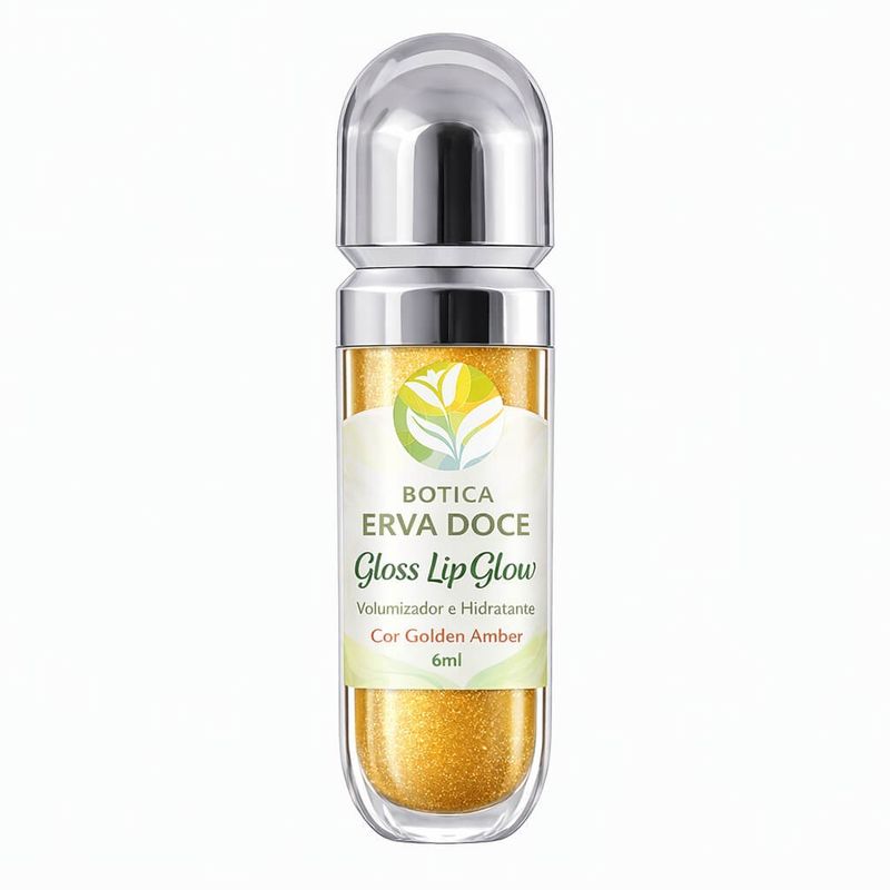 Gloss LipGlow 6ml: Volumizador e Hidratante Cor Golden Amber