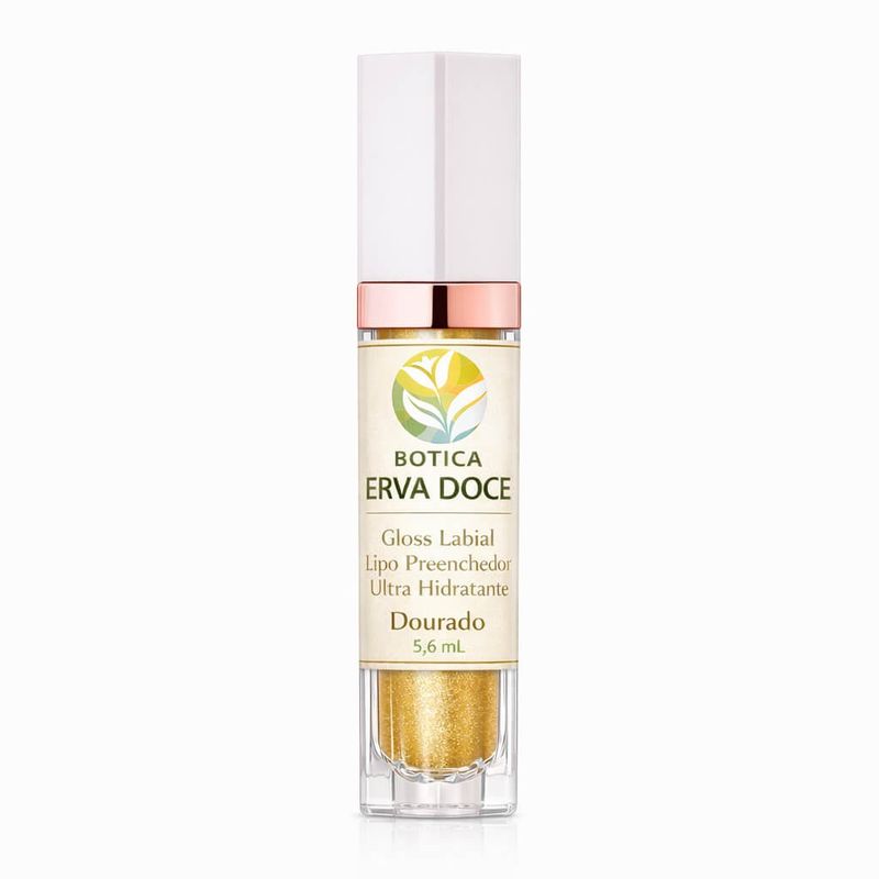 Gloss Labial Lipo Preenchedor Ultra Hidratante Dourado 5,6ml