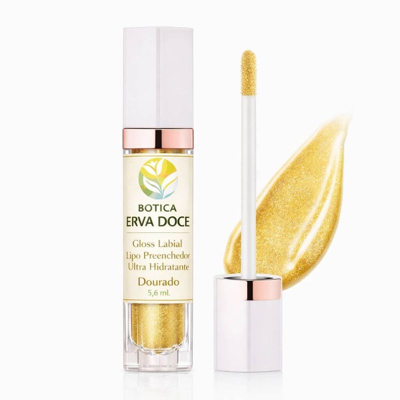 Gloss Labial Lipo Preenchedor Ultra Hidratante Dourado 5,6ml