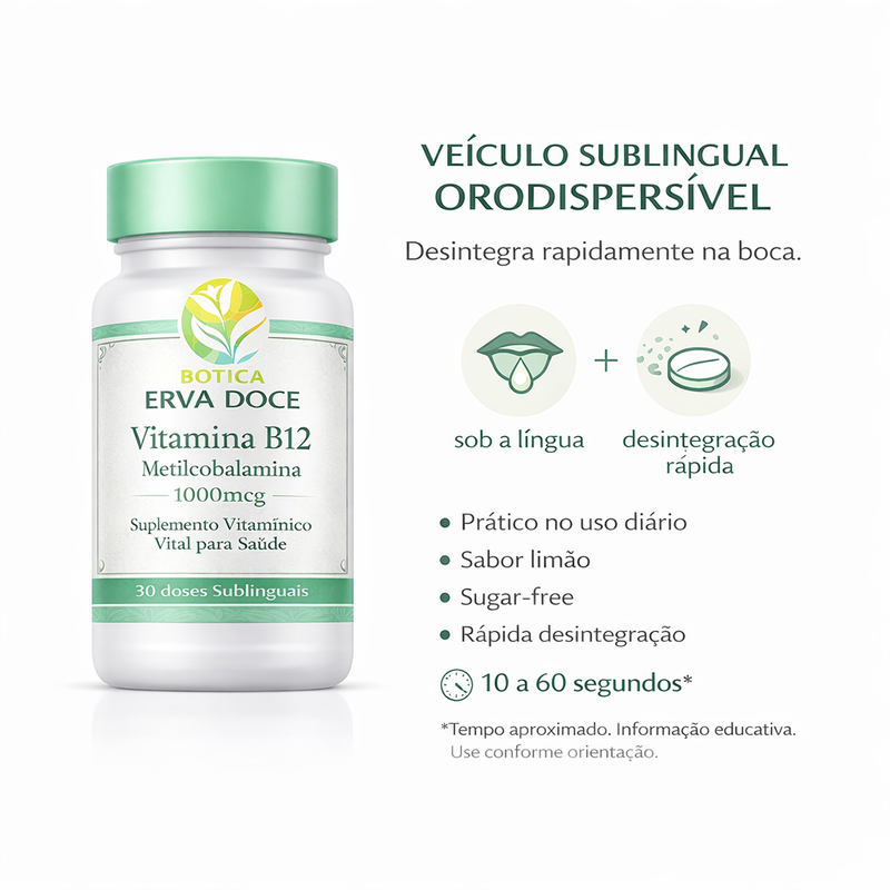 Vitamina B12 Metilcobalamina 1000mcg 30 doses Sublinguais