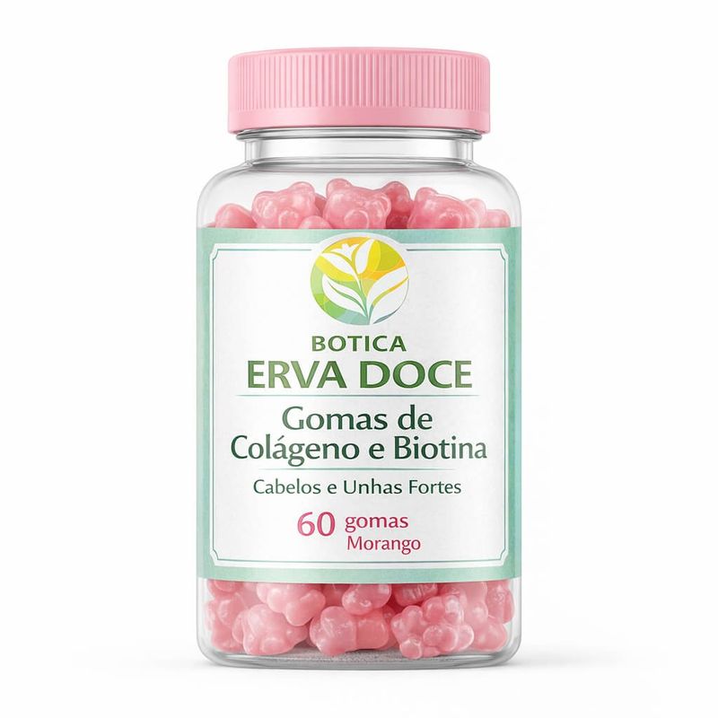 Gummies de Colágeno e Biotina 60 und Morango: Cabelos e Unhas