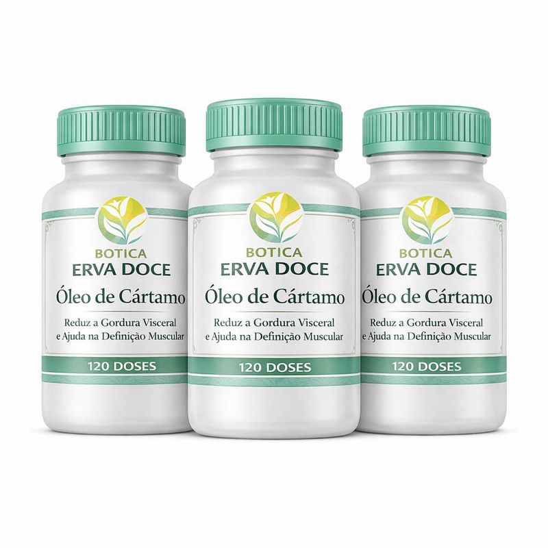 Óleo de Cartamo 1g Kit leve 3 frascos 120 Doses e pague 2