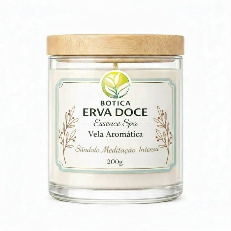 Vela Aromática Sândalo 200g Linha Botica Essence Spa