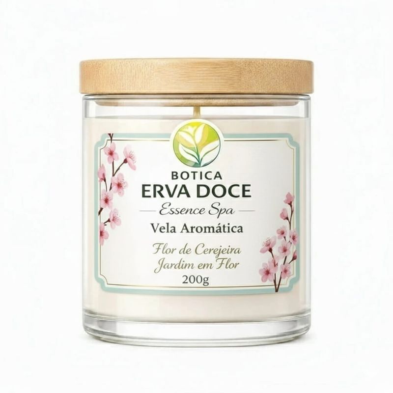 Vela Aromática Flor de Cerejeira 200g Botica Essence Spa