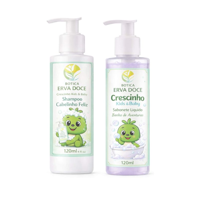 Kit Banho Feliz Shampoo e Sabonete Infantil Crescinho Kids