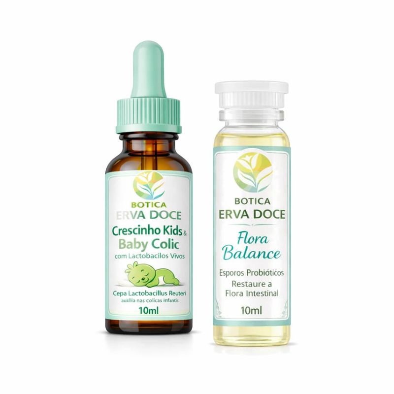 Kit Barriguinha Feliz Crescinho Flora Balance e Baby Colic