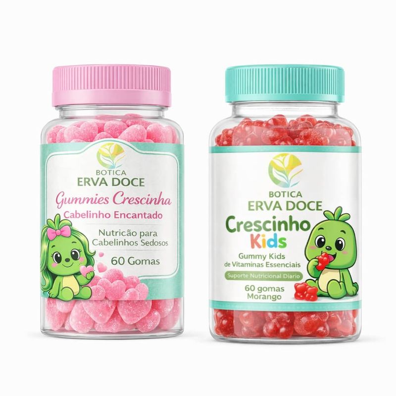 Kit Gummies de Vitaminas para Crescimento e Beleza Infantil