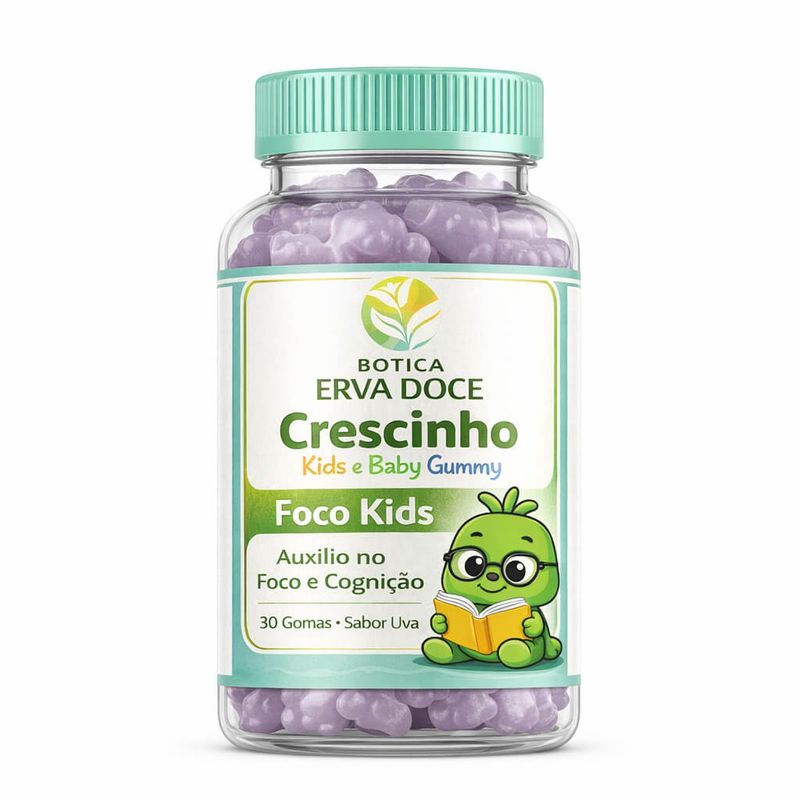 Gummy Foco Kids 30 und Sabor Uva: Foco e Aprendizado