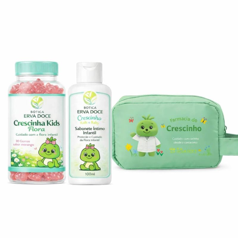 Kit Crescinha Flora e Higiene Íntima Cuidado Natural Infantil
