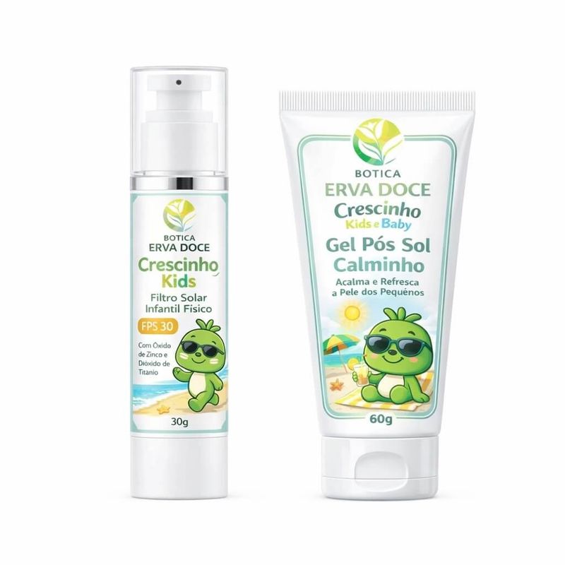 Kit Proteção e Carinho Crescinha: Filtro Solar e Gel Pós Sol