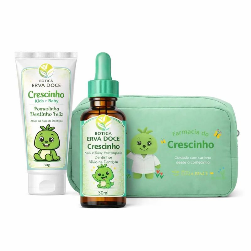 Kit Farmacinha do Crescinho: Alívio Natural para Dentição Infantil