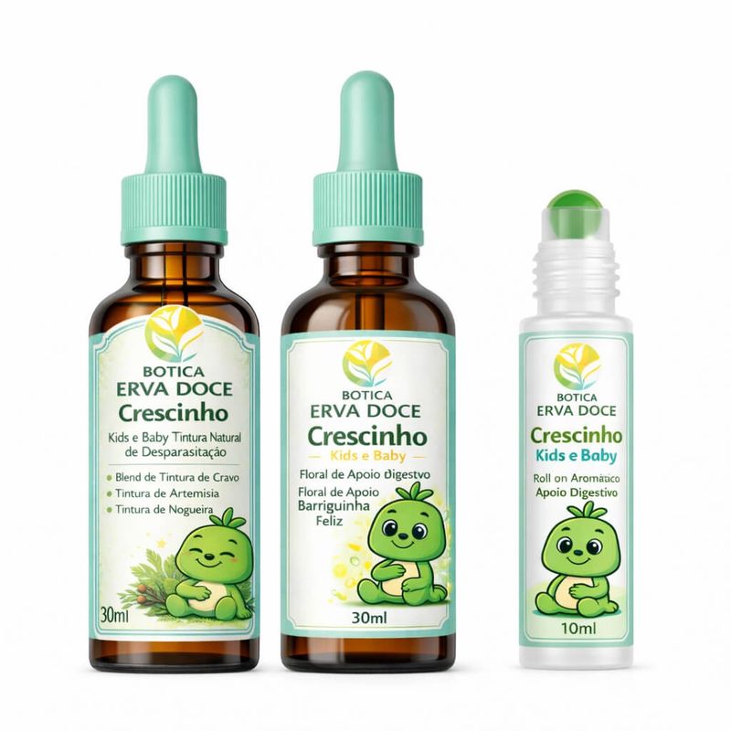 Kit Desparasitação Natural Infantil Crescinho Kids e Baby