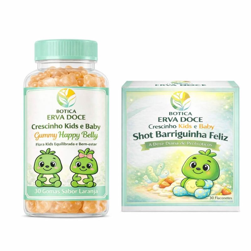 Kit Saúde Microbiota Infantil Happy Belly e Shot Probiosin
