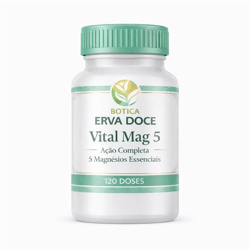 Vital Mag 5 120 doses: 5 Magnésios para Saúde e Vitalidade