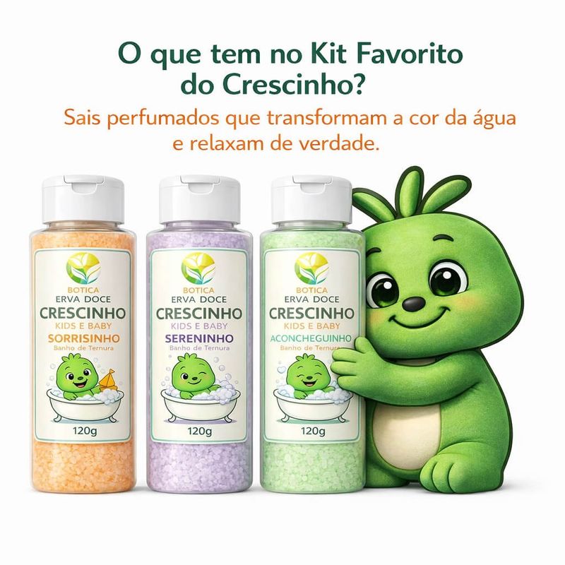 Kit Sais de Banho Infantil Crescinho - Relaxamento e Diversão - 3 Unidades