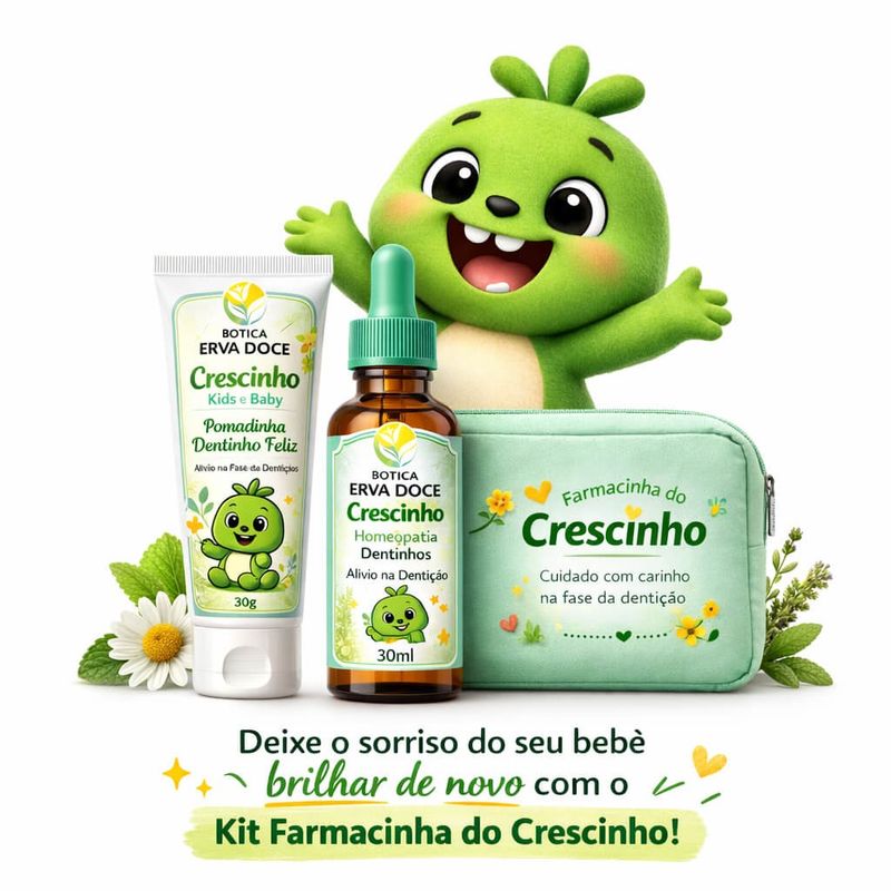 Kit Farmacinha do Crescinho: Alívio Natural para Dentição Infantil
