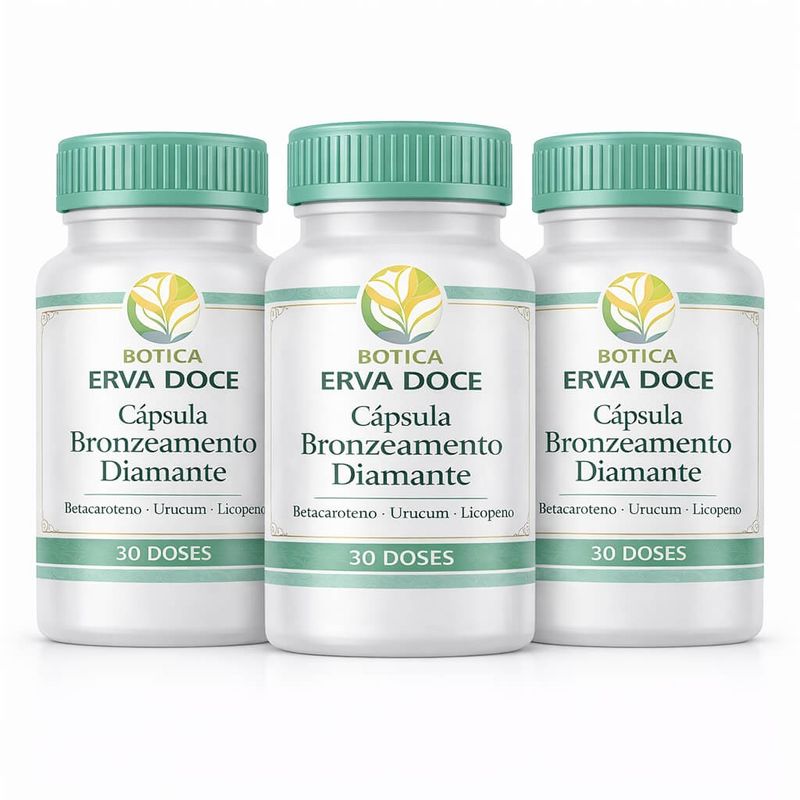 Capsula Bronzeamento Diamante Betacaroteno Urucum Licopeno 3x30 Doses
