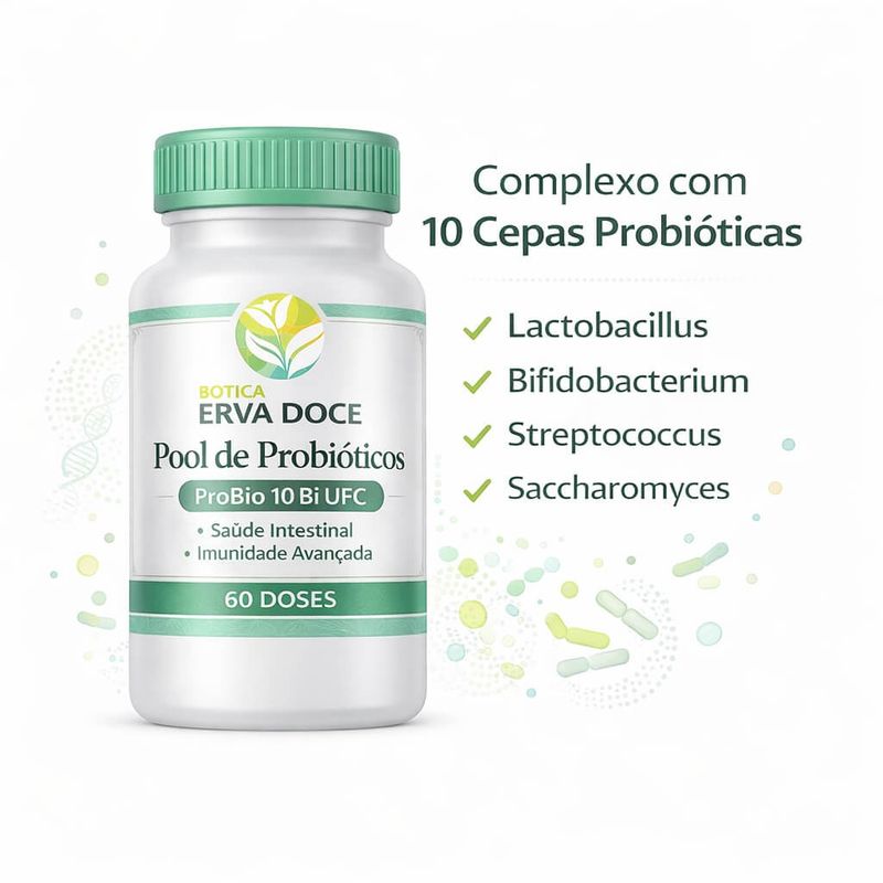 Pool Probiótico 10 Bi UFC 10 Cepas + Inulina com 60 Doses
