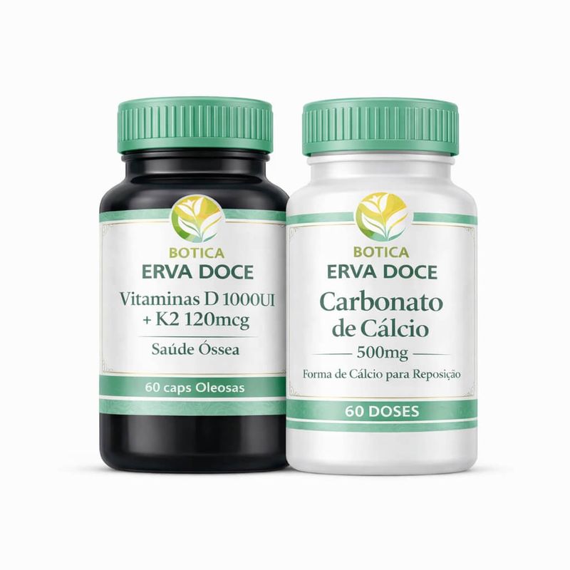 Kit Longevidade Óssea Cálcio + Vitamina D3 + K2 MK-7 Oleosas