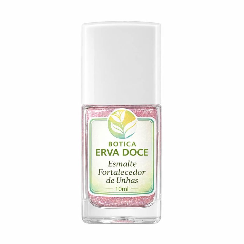 Esmalte Fortalecedor para Unhas Cor Rosa Ballet Glitter 10mL