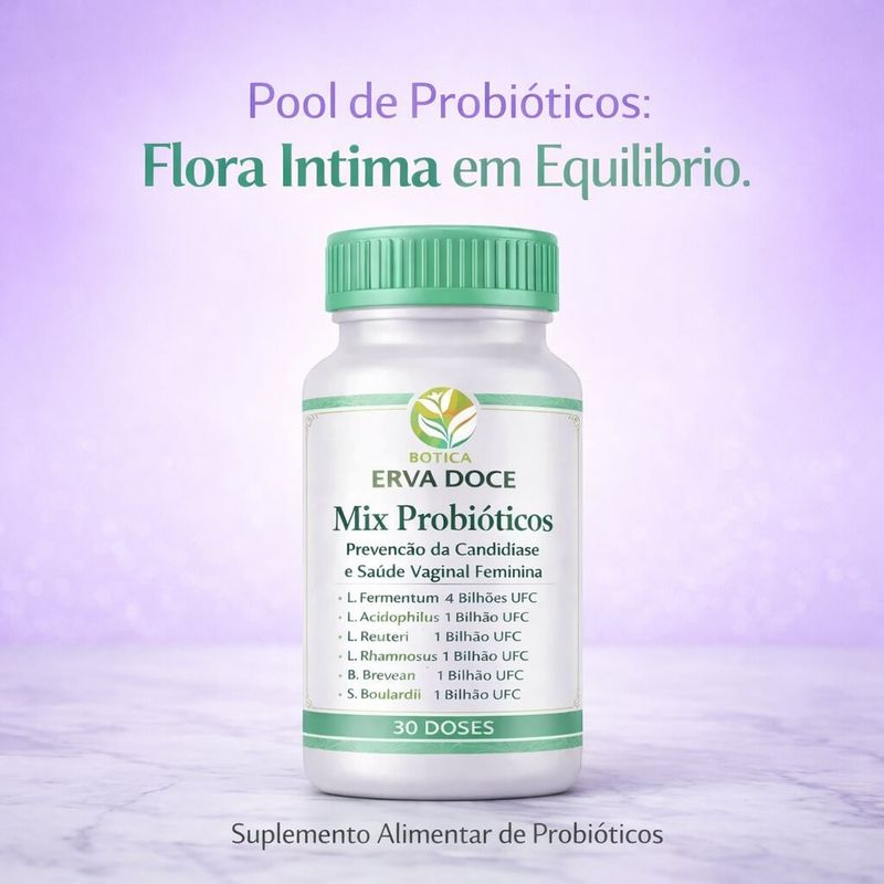 Pool Probiótico Equilíbrio da Flora Intima Feminina 30 Doses