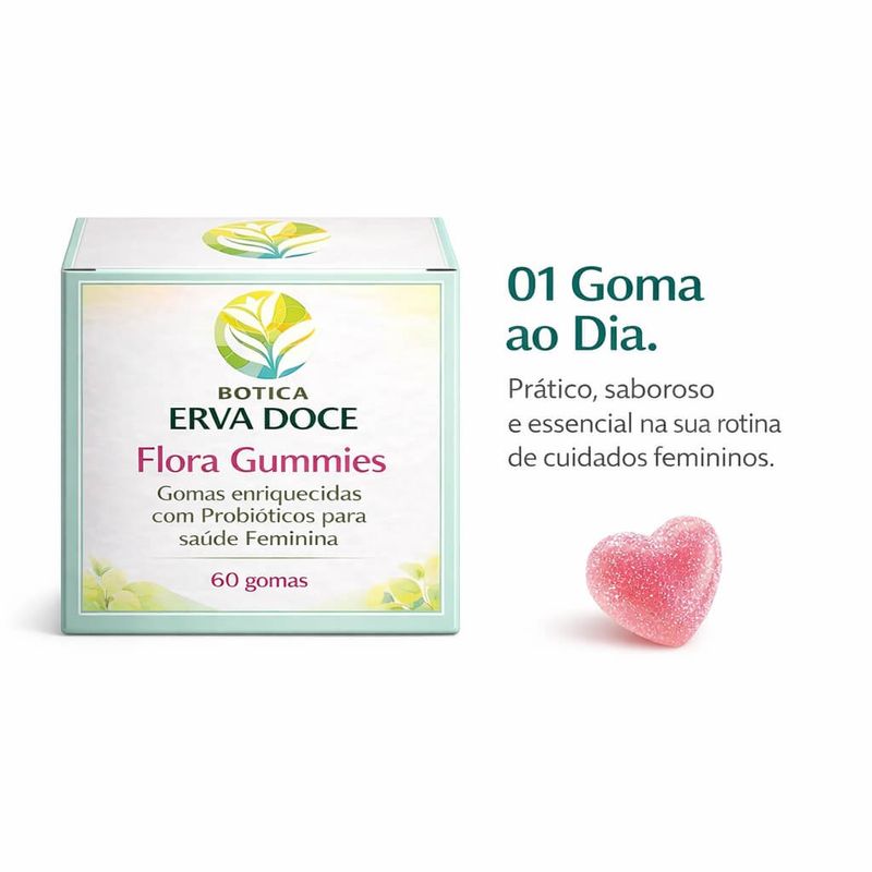 Flora Gummies Gomas Probióticas para Saúde Feminina 60 gomas