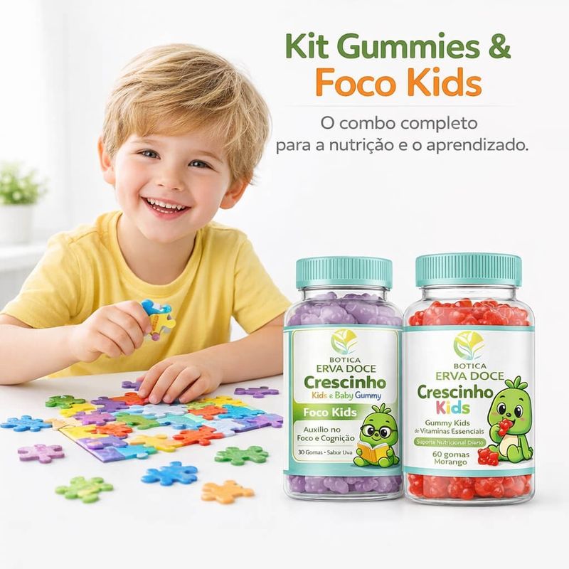 Kit Gummies Kids Foco, Raciocínio e Desenvolvimento Infantil