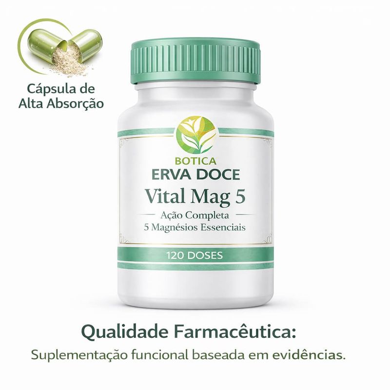 Vital Mag 5 60 doses - Ação Completa 5 Magnésios Essenciais