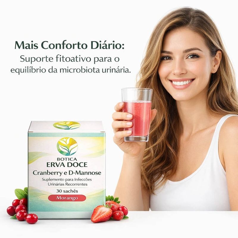 Cranberry e D-Mannose 30 sachês Morango: Trato Urinário