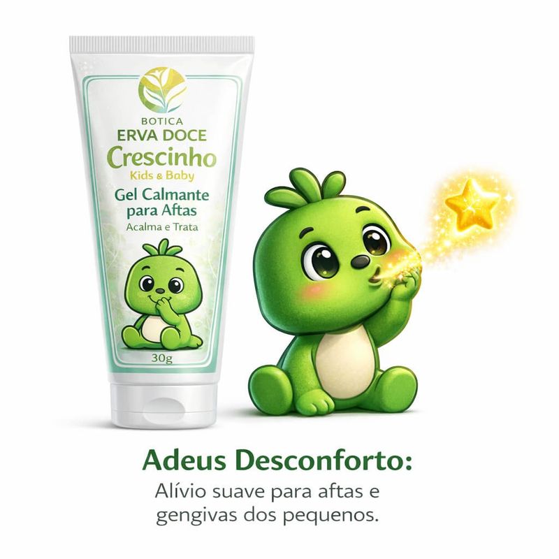 Gel Bucal Infantil Calmante Aftas 30g Crescinho Kids e Baby