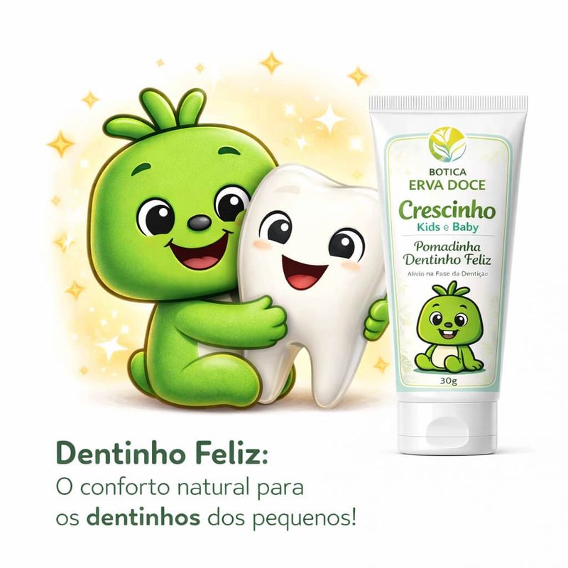 Pomadinha Dentinho Feliz 30g Crescinho Kids e Baby