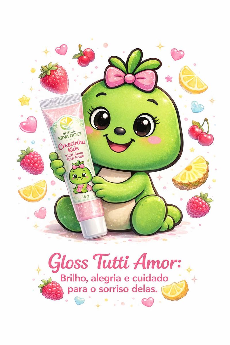 Gloss Tutti Amor 15g Crescinha Kids: Hidratação Saborosa