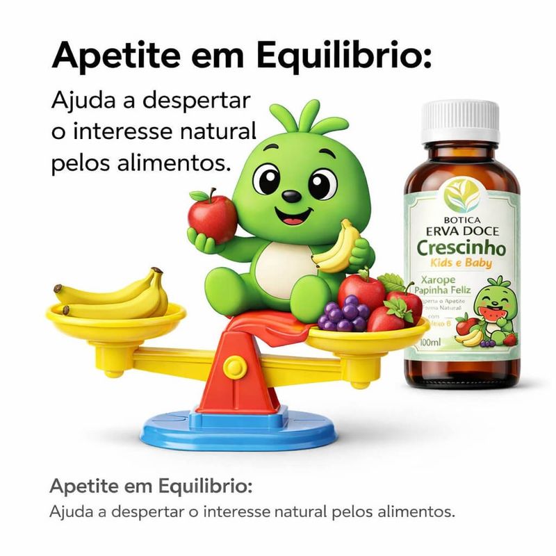 Xarope Papinha Feliz Crescinho Kids 100mL: Desperta Apetite
