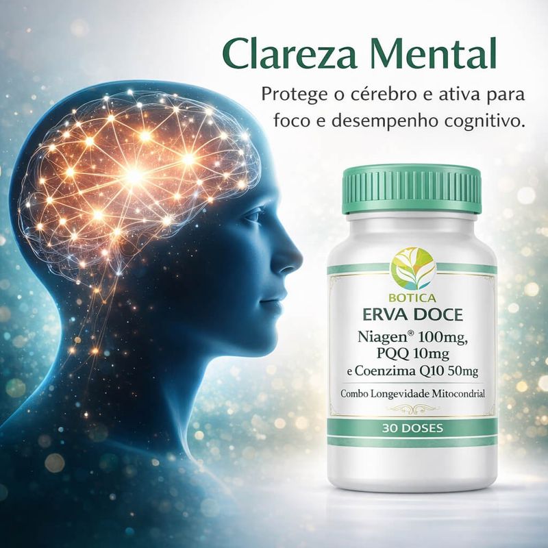 Niagen 100mg PQQ 10mg  e Coenzima Q10 50mg 30 Doses