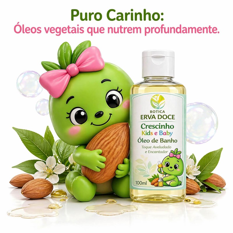 Óleo de Banho Corporal 120mL Crescinha Kids Pele Hidratada