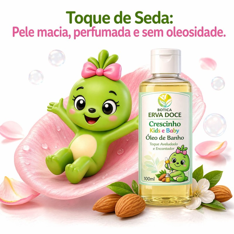 Óleo de Banho Corporal 120mL Crescinha Kids Pele Hidratada
