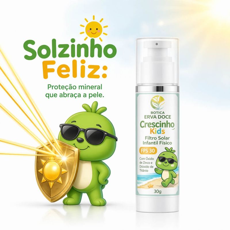 Filtro Solar Infantil FPS 30 30g Crescinho Kids e Baby