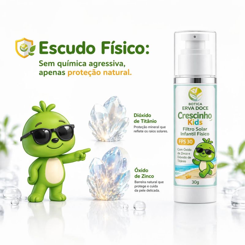 Filtro Solar Infantil FPS 30 30g Crescinho Kids e Baby