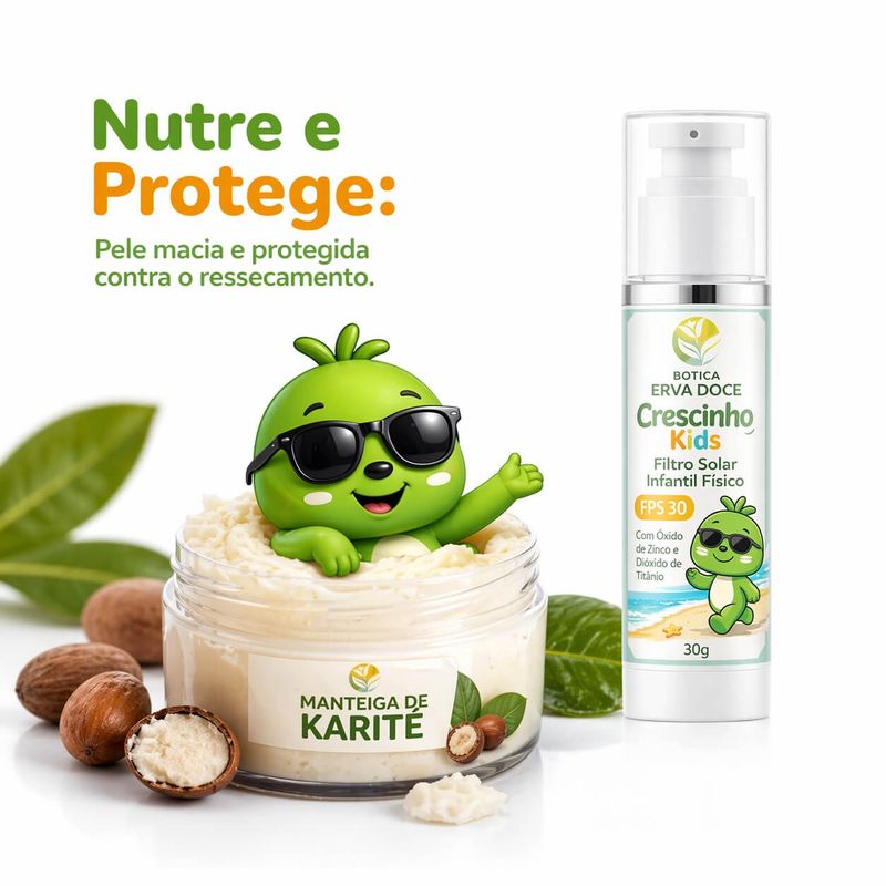 Filtro Solar Infantil FPS 30 30g Crescinho Kids e Baby