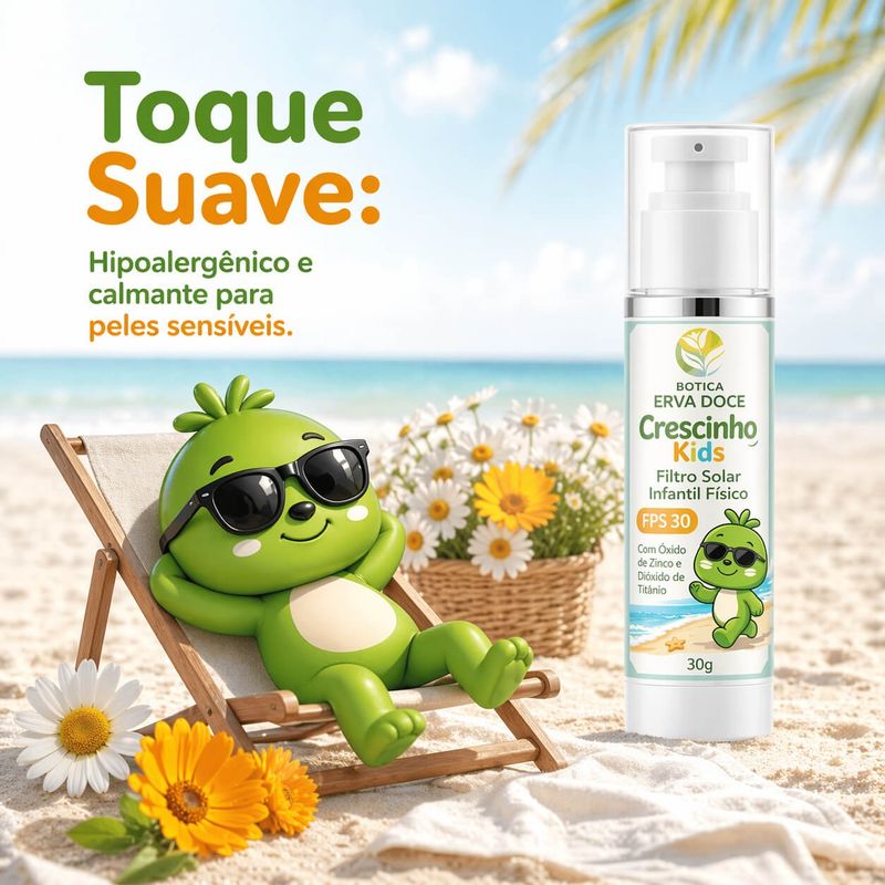 Filtro Solar Infantil FPS 30 30g Crescinho Kids e Baby