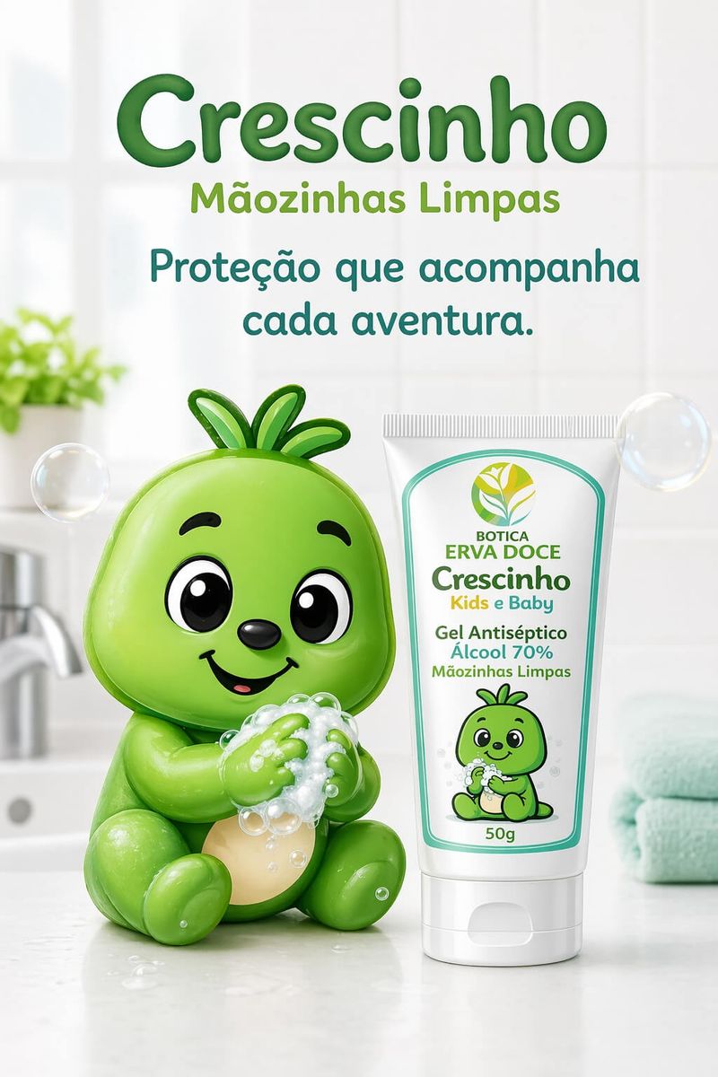 Gelzinho Mãozinhas Limpas Crescinho Kids Álcool em gel 50g