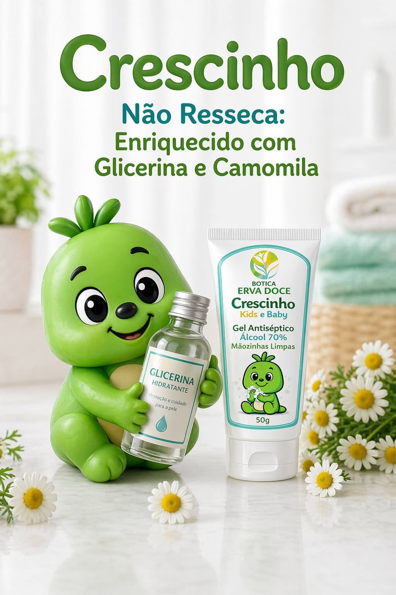 Gelzinho Mãozinhas Limpas Crescinho Kids Álcool em gel 50g