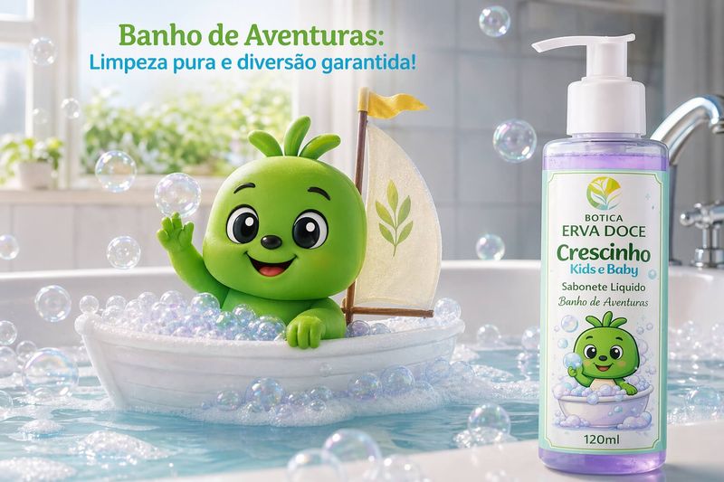 Sabonete Líquido Banho de Aventuras Crescinho Kids 120mL