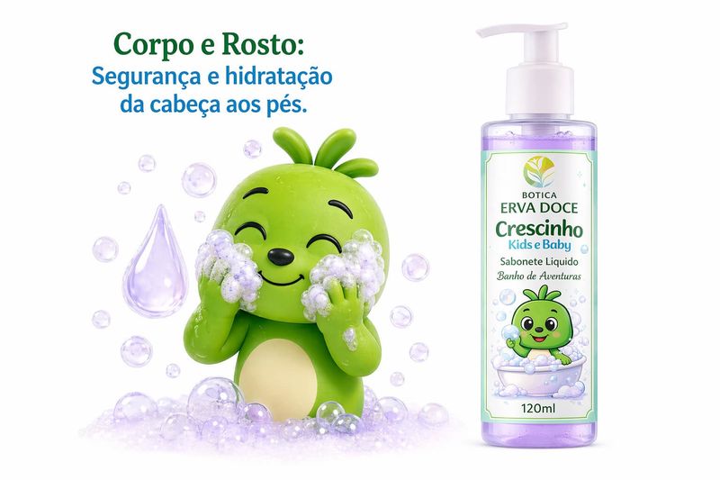 Sabonete Líquido Banho de Aventuras Crescinho Kids 120mL