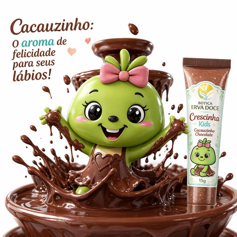 Gloss Cacauzinho 15g Crescinha Kids: Hidratação de Chocolate
