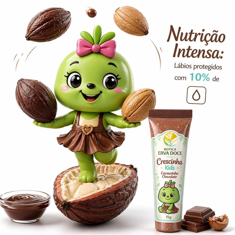 Gloss Cacauzinho 15g Crescinha Kids: Hidratação de Chocolate