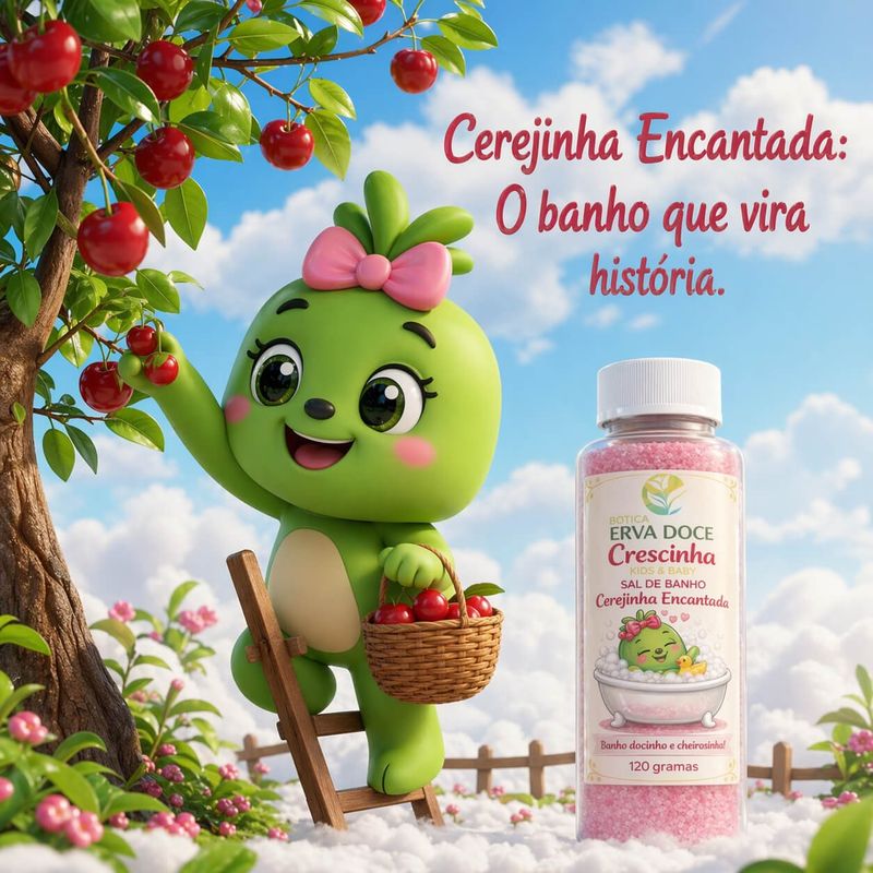 Sal de Banho Infantil 120g Cerejinha Encantada Crescinha Kids