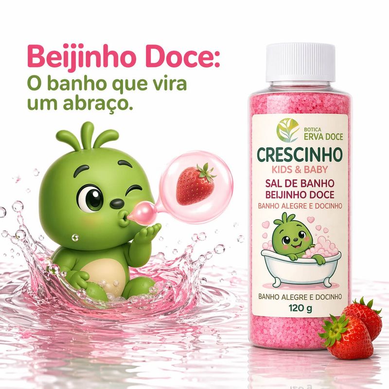 Sal de Banho Infantil Beijinho Doce 120g Crescinho Kids
