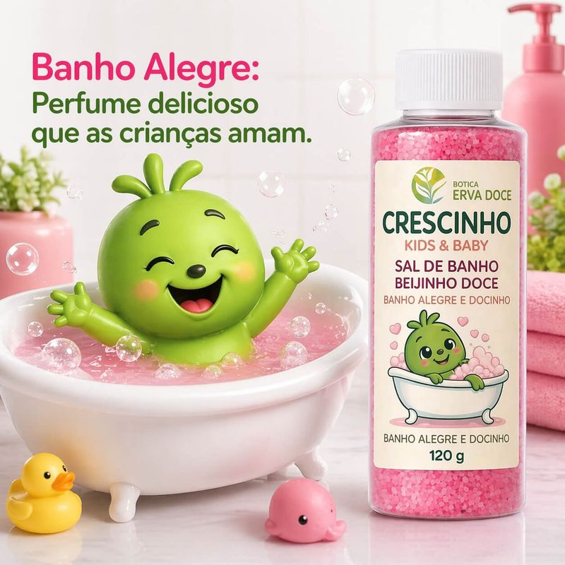 Sal de Banho Infantil Beijinho Doce 120g Crescinho Kids